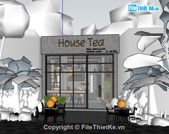 File sketchup Trà sữa,model quán trà sữa,trà sữa sketchup,Su quán trà sữa,Mẫu quán cà phê sketchup