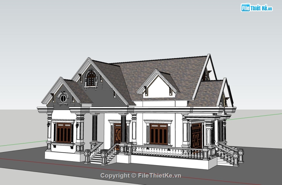 thiết kế nhà cấp 4,nhà cấp 4,model su nhà cấp 4,phối cảnh nhà cấp 4 sketchup