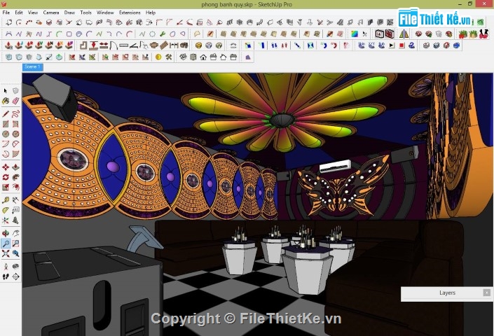 sketchup nội thất karaoke,phòng karaoke file su,phòng karaoke file sketchup,sketchup quán karaoke