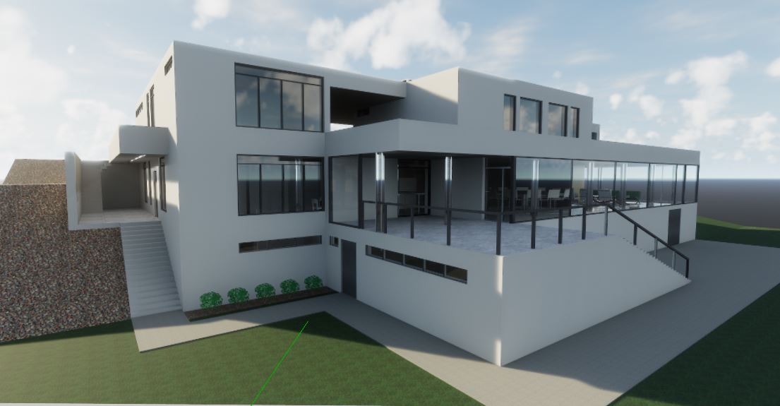 villa 2 tầng,model sketchup villa 2 tầng,phối cảnh biệt thự 2 tầng