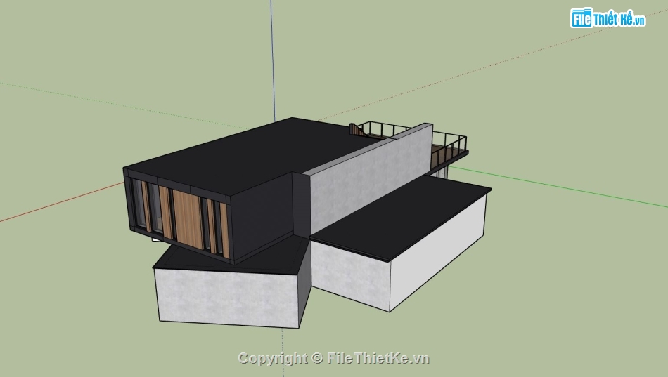 villa 2 tầng,sketchup villa 2 tầng,File sketchup villa 2 tầng,mẫu villa hiện đại