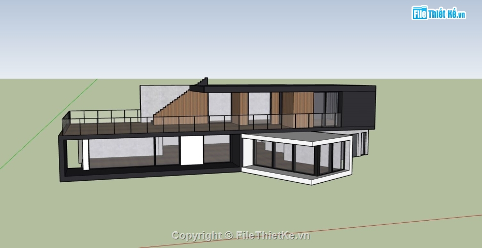 villa 2 tầng,sketchup villa 2 tầng,File sketchup villa 2 tầng,mẫu villa hiện đại