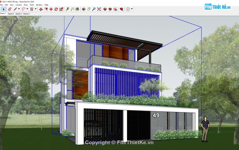 sketchup biệt thự 3 tầng,su biệt thự 3 tầng,model su biệt thự 3 tầng,file sketchup biệt thự 3 tầng,Su biệt thự 3 tầng 10.5x15m