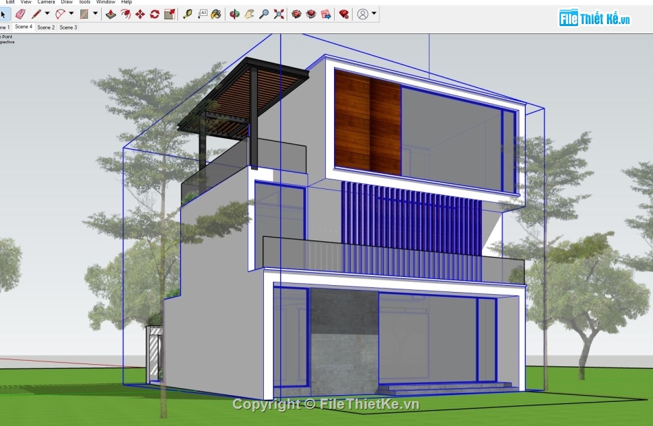 sketchup biệt thự 3 tầng,su biệt thự 3 tầng,model su biệt thự 3 tầng,file sketchup biệt thự 3 tầng,Su biệt thự 3 tầng 10.5x15m