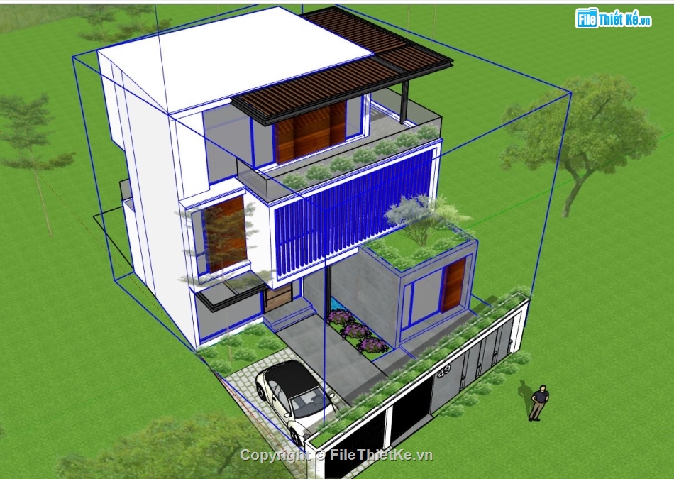 sketchup biệt thự 3 tầng,su biệt thự 3 tầng,model su biệt thự 3 tầng,file sketchup biệt thự 3 tầng,Su biệt thự 3 tầng 10.5x15m