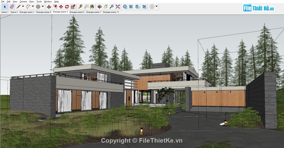 sketchup biệt thự,Sketchup biệt thự villa,biệt thự villa sketchup,villa sketchup model