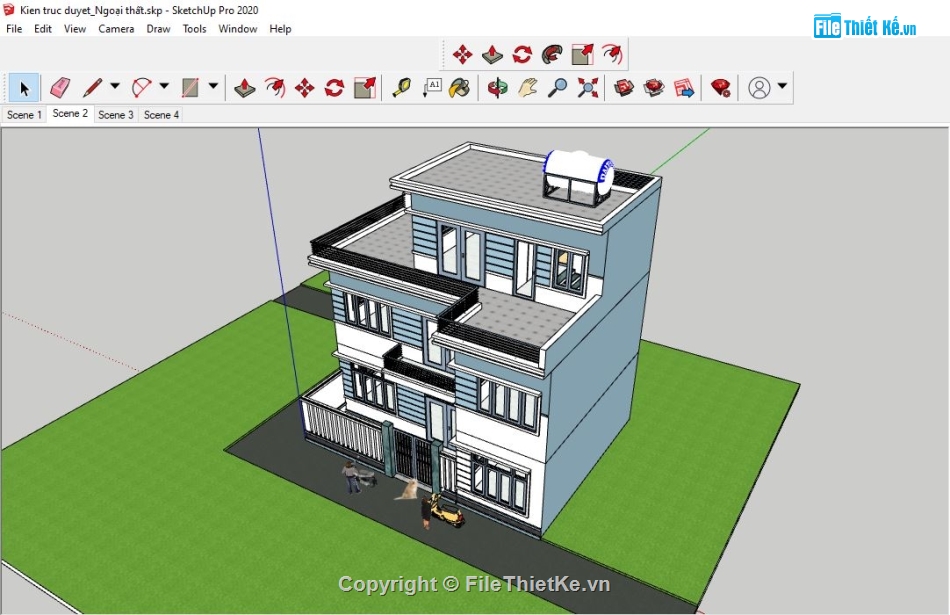 File cad Biệt thự 2 tầng,File su Biệt thự 2 tầng,File sketchup Biệt thự 2 tầng,Model SU Biệt thự 2 tầng