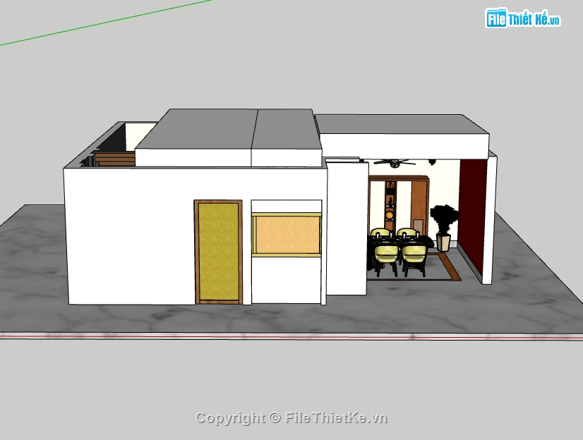 biệt thự 1 tầng,su biệt thự,sketchup biệt thự