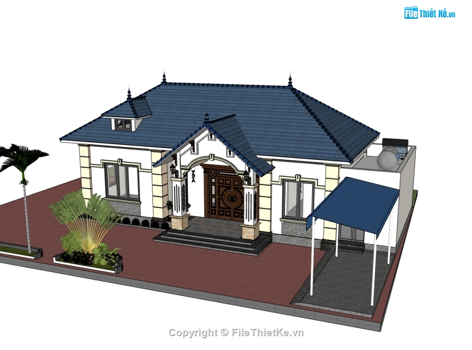 biệt thự 1 tầng,su biệt thự,sketchup biệt thự