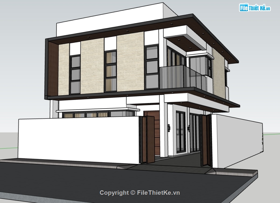 biệt thự 2 tầng,su biệt thự,sketchup biệt thự,su biệt thự 2 tầng