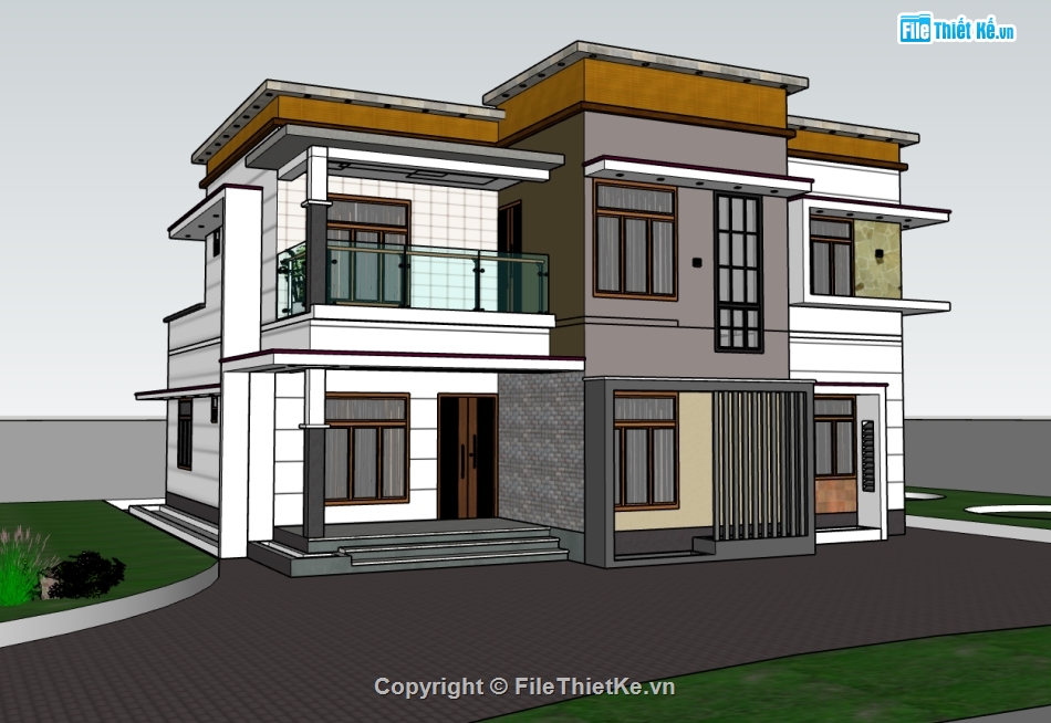 su biệt thự,sketchup biệt thự,biệt thự