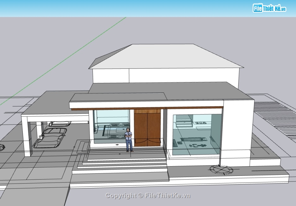 biệt thự 2 tầng,su biệt thự,sketchup biệt thự 2 tầng