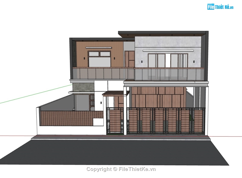 biệt thự 2 tầng,su biệt thự,sketchup biệt thự