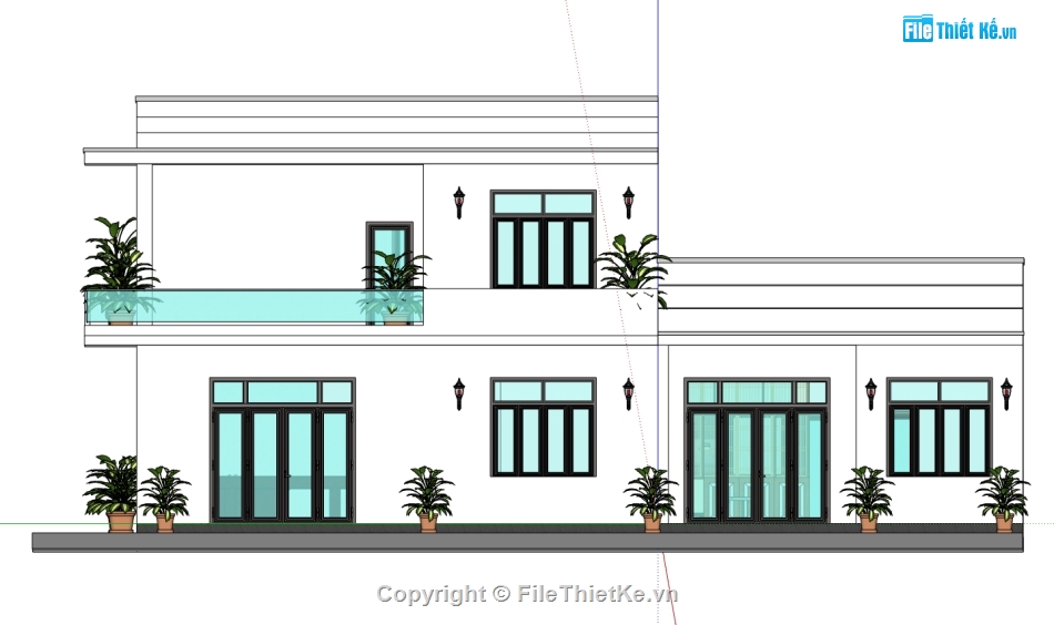 biệt thự 2 tầng,su biệt thự,sketchup biệt thự