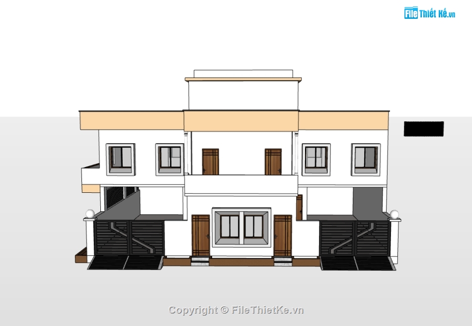 biệt thự 2 tầng,su biệt thự,sketchup biệt thự