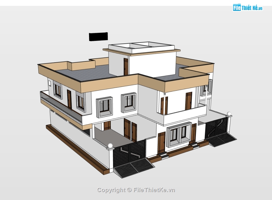 biệt thự 2 tầng,su biệt thự,sketchup biệt thự