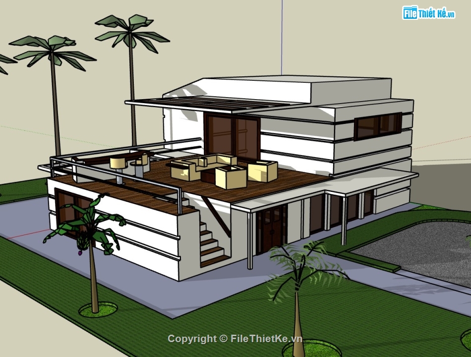 biệt thự 2 tầng,su biệt thự 2 tầng,sketchup biệt thự,su biệt thự