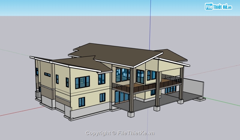 sketchup biệt thự,su biệt thự,sketchup biệt thự 2 tầng,su biệt thự 2 tầng