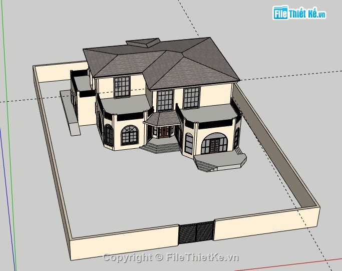 Biệt thự 2 tầng,model su biệt thự 2 tầng,sketchup biệt thự 2 tầng