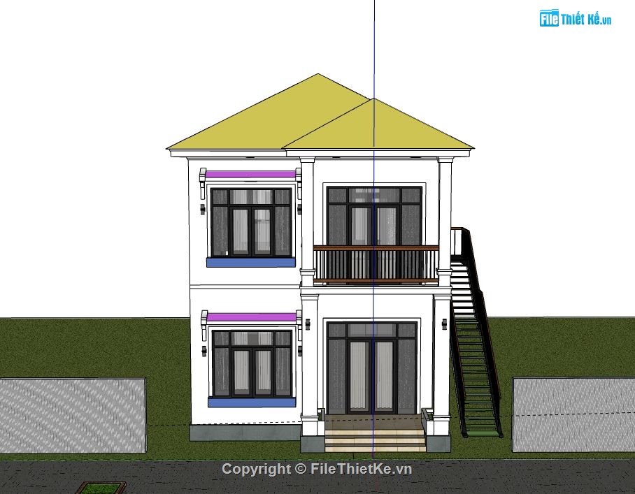 Biệt thự 2 tầng,model su biệt thự 2 tầng,file sketchup biệt thự 2 tầng