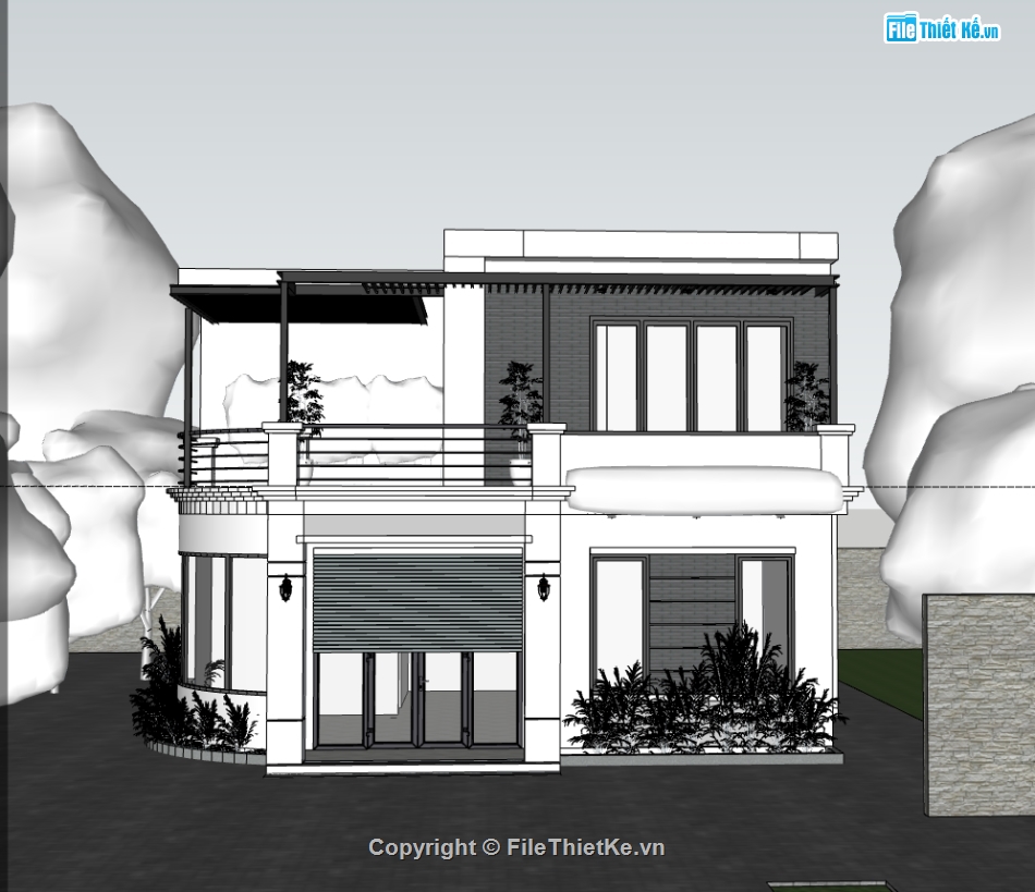 su biệt thự,sketchup biệt thự,su biệt thự 2 tầng