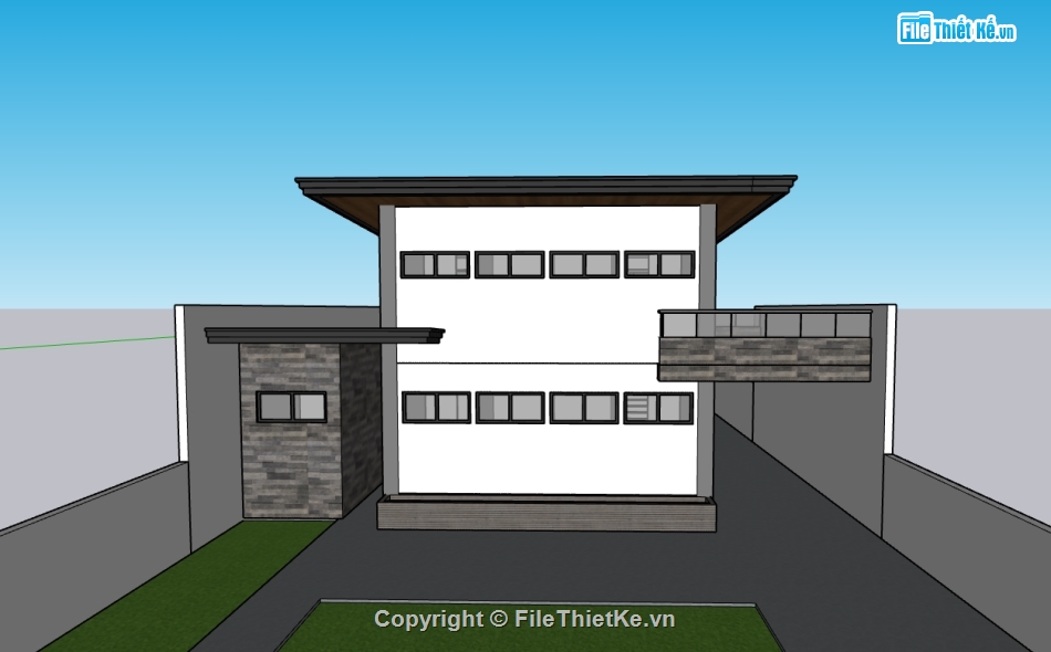 biệt thự 2 tầng,su biệt thự,sketchup biệt thự