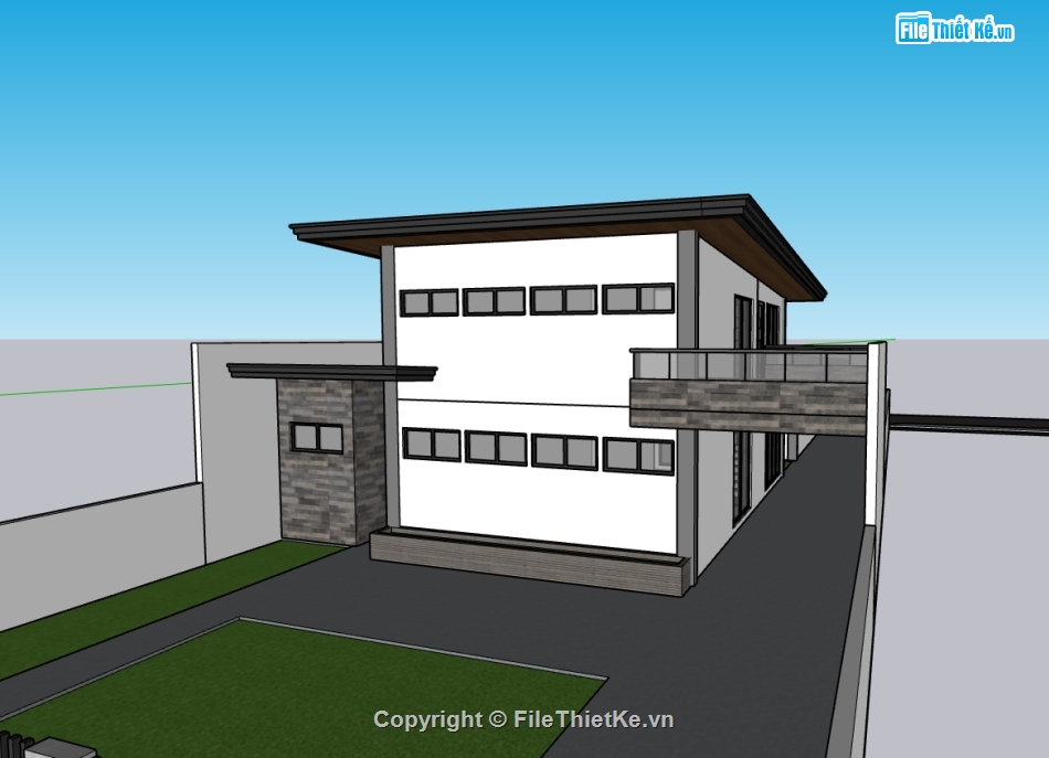 biệt thự 2 tầng,su biệt thự,sketchup biệt thự