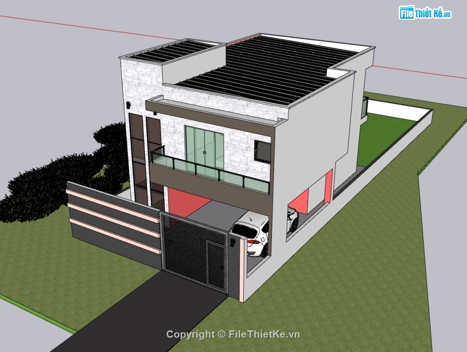 biệt thự 2 tầng,su biệt thự,sketchup biệt thự,su biệt thự 2 tầng