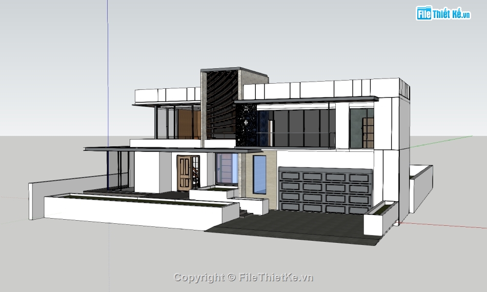 biệt thự hiện đại,biệt thự 2 tầng,su biệt thự,sketchup biệt thự