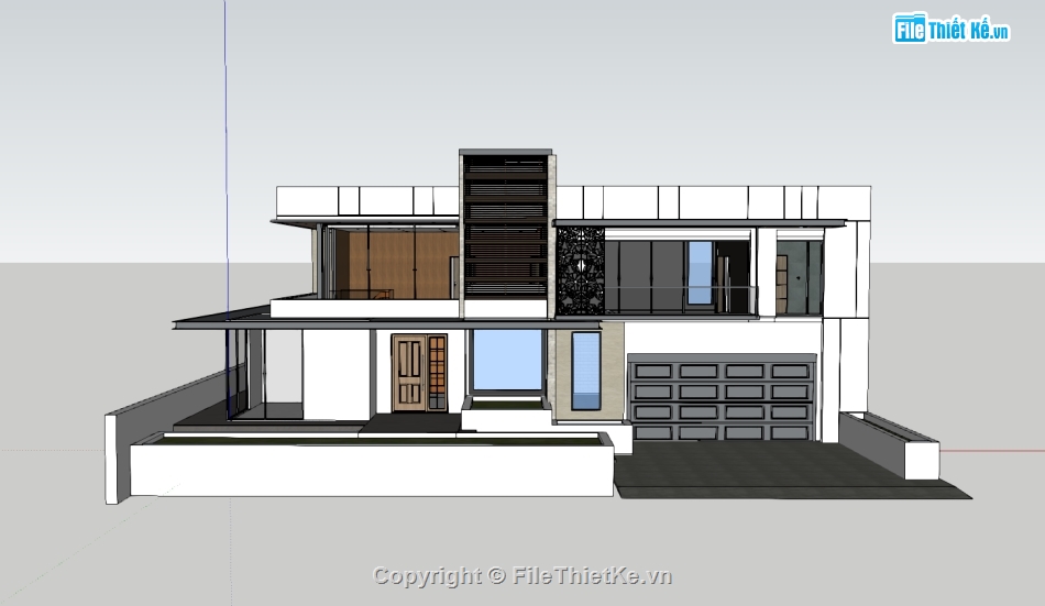 biệt thự hiện đại,biệt thự 2 tầng,su biệt thự,sketchup biệt thự