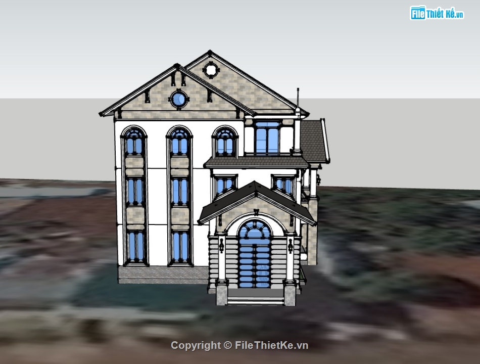 biệt thự 3 tầng,su biệt thự,sketchup biệt thự