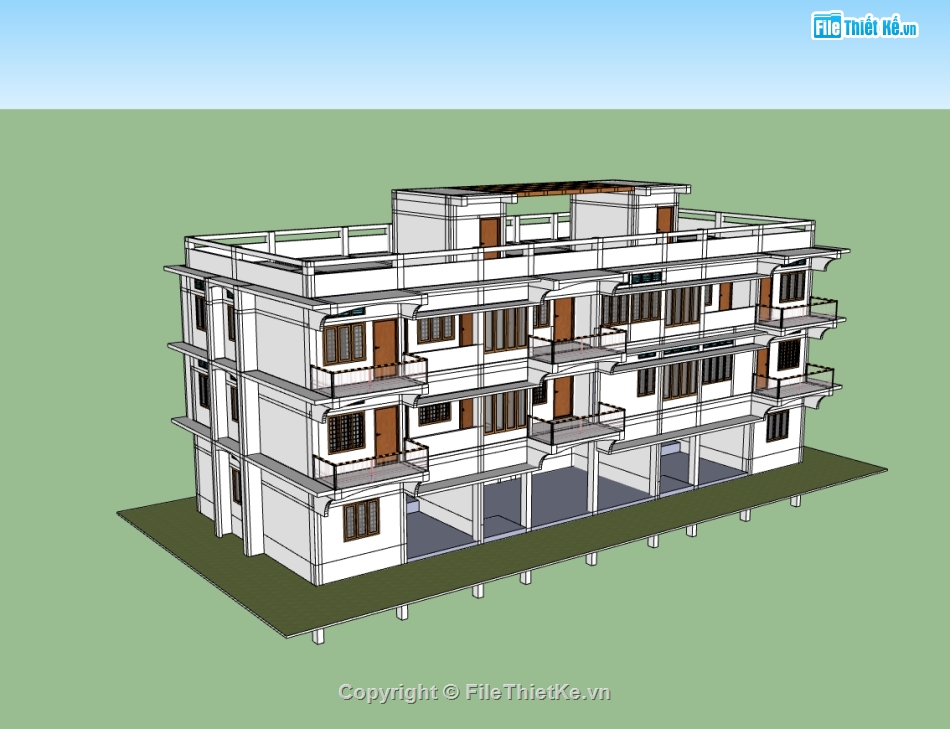 biệt thự 3 tầng,su biệt thự,sketchup biệt thự