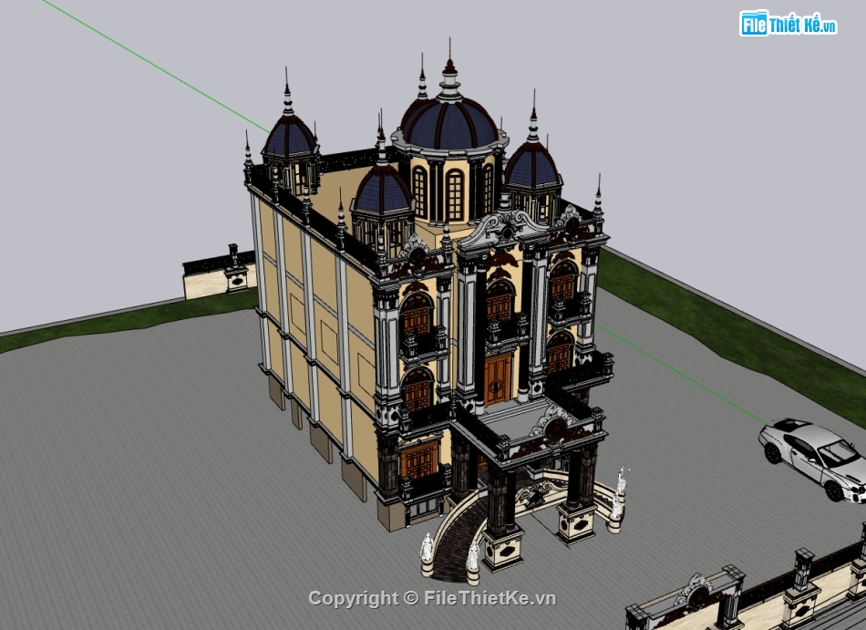 biệt thự 3 tầng,su biệt thự 3 tầng,sketchup biệ thự