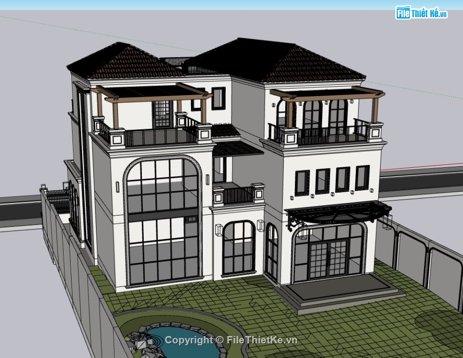 biệt thự 3 tầng,su biệt thự,sketchup biệt thự,su biệt thự 3 tầng,sketchup biệt thự 3 tầng