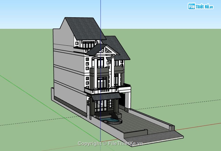 Biệt thự 3 tầng,model su biệt thự 3 tầng,biệt thự 3 tầng file su