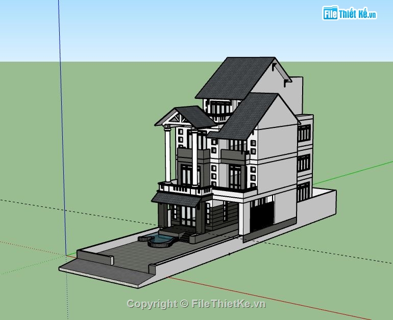 Biệt thự 3 tầng,model su biệt thự 3 tầng,biệt thự 3 tầng file su