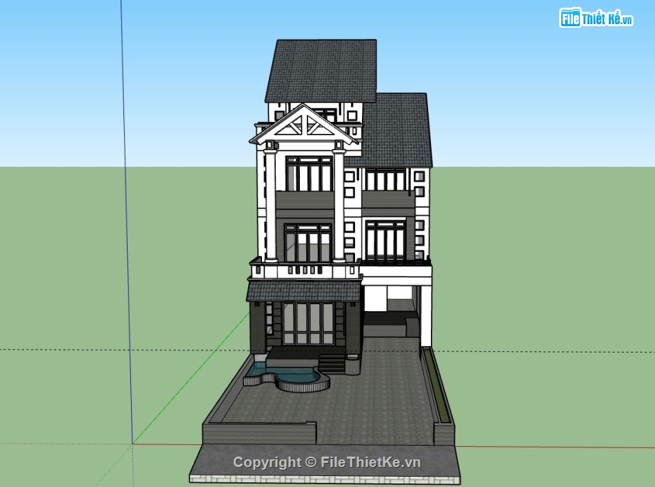 Biệt thự 3 tầng,model su biệt thự 3 tầng,biệt thự 3 tầng file su