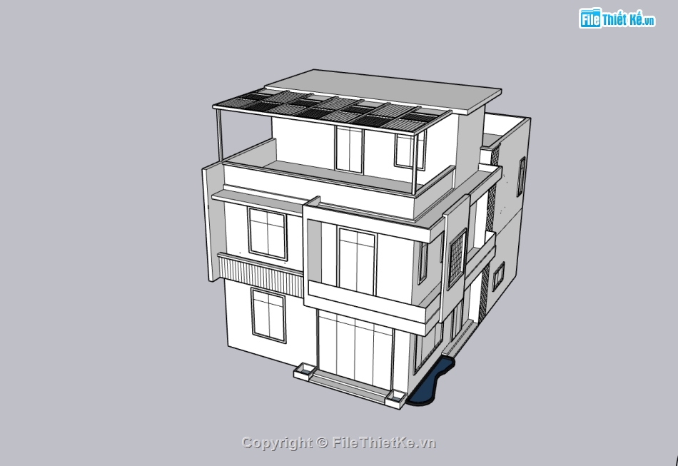 biệt thự 3 tầng,su biệt thự,sketchup biệt thự