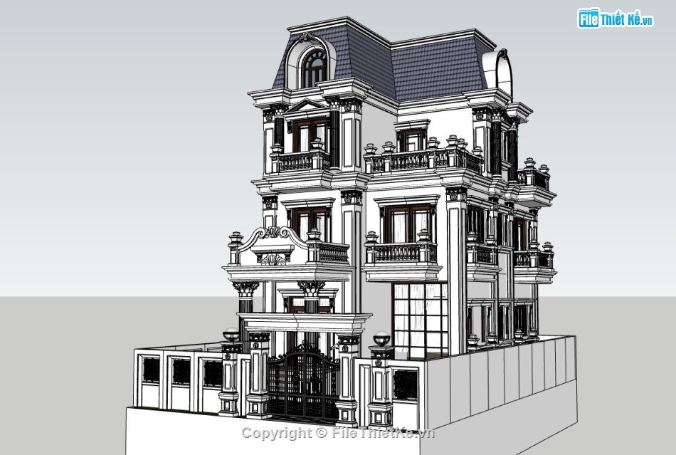 biệt thự 4 tầng,su biệt thự,sketchup biệt thự,biệt thự tân cổ điển đẹp,su biệt thự đẹp,biệt thự tân cổ