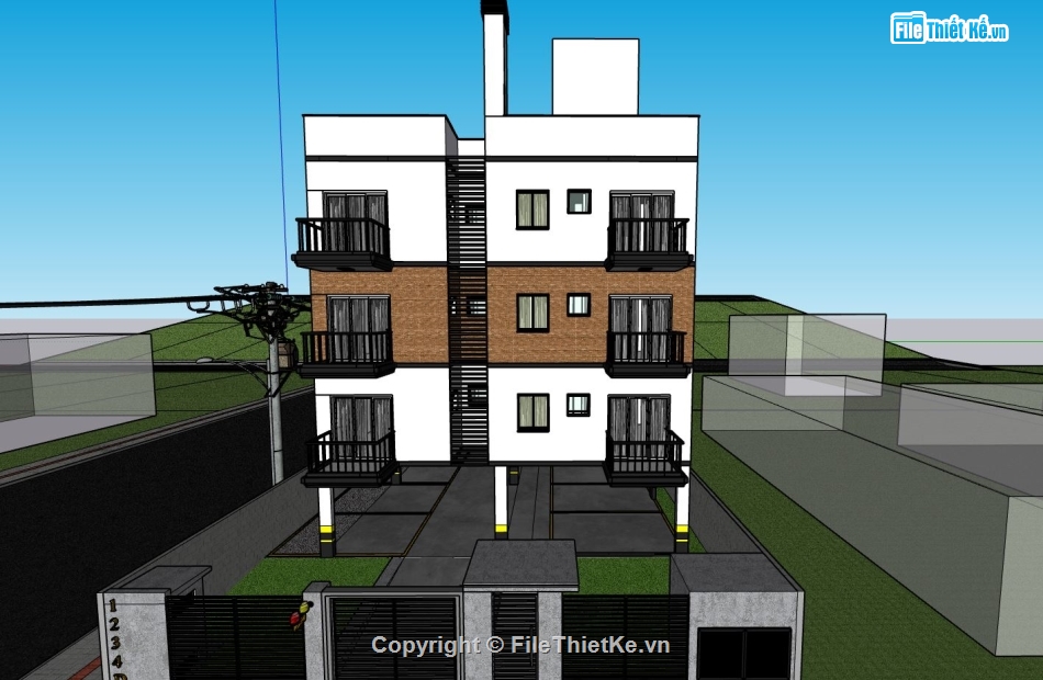 chung cư mini,chung cư 4 tầng,chung cư sketchup