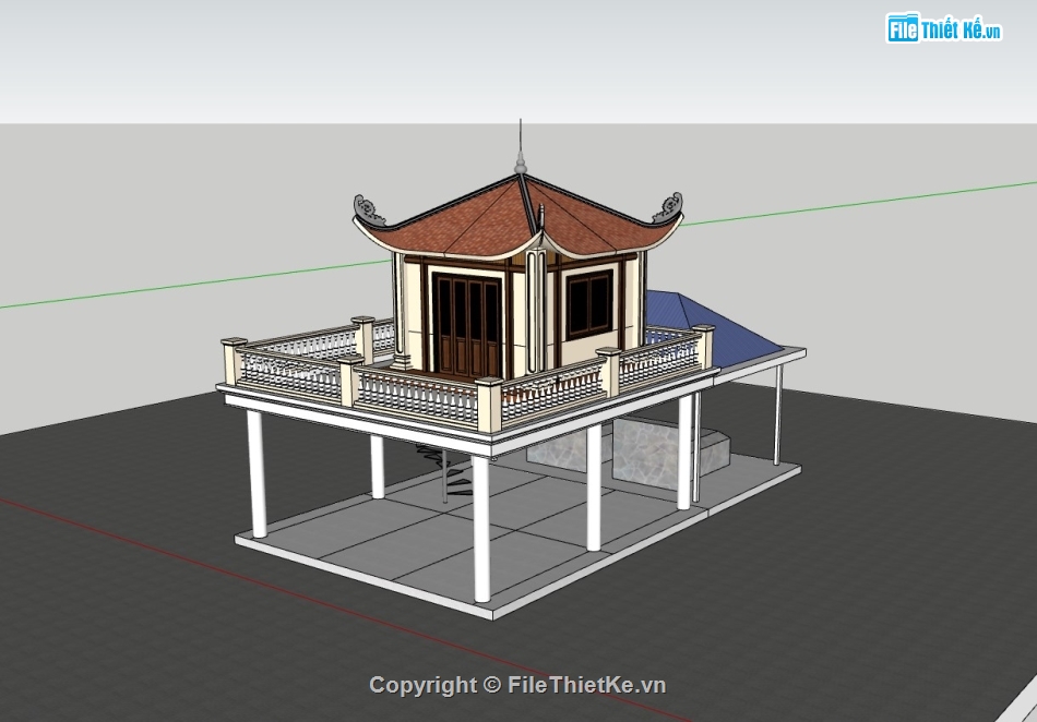 đền miếu,sketchup đền miếu,đền miếu su