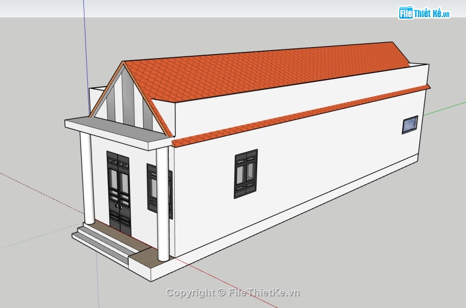 1 tầng,su nhà 1 tầng,sketchup nhà 1 tầng