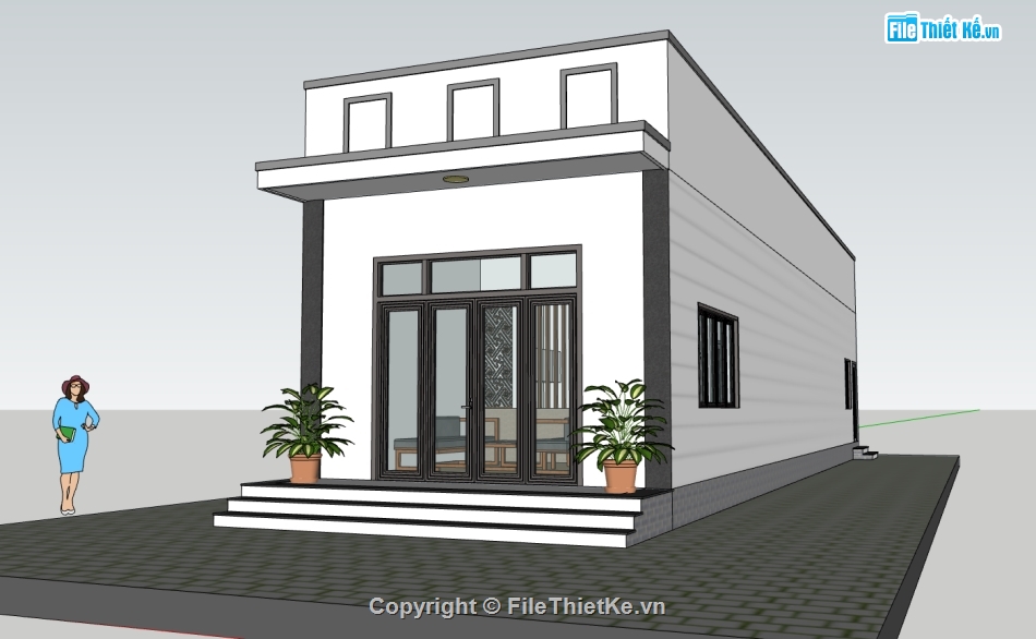 su nhà 1 tầng,sketchup nhà 1 tầng,nhà 1 tầng