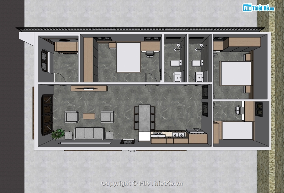 su nhà 1 tầng,sketchup nhà 1 tầng,nhà 1 tầng