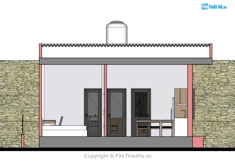 su nhà 1 tầng,sketchup nhà 1 tầng,nhà 1 tầng