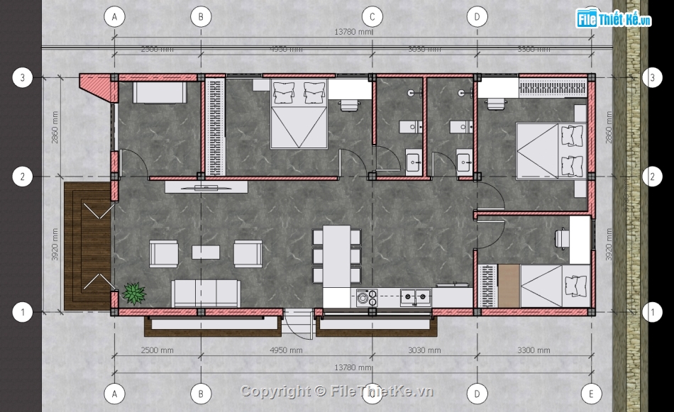 su nhà 1 tầng,sketchup nhà 1 tầng,nhà 1 tầng