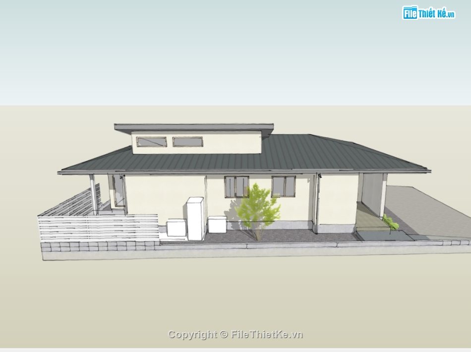 su nhà 1 tầng,sketchup nhà 1 tầng,nhà 1 tầng