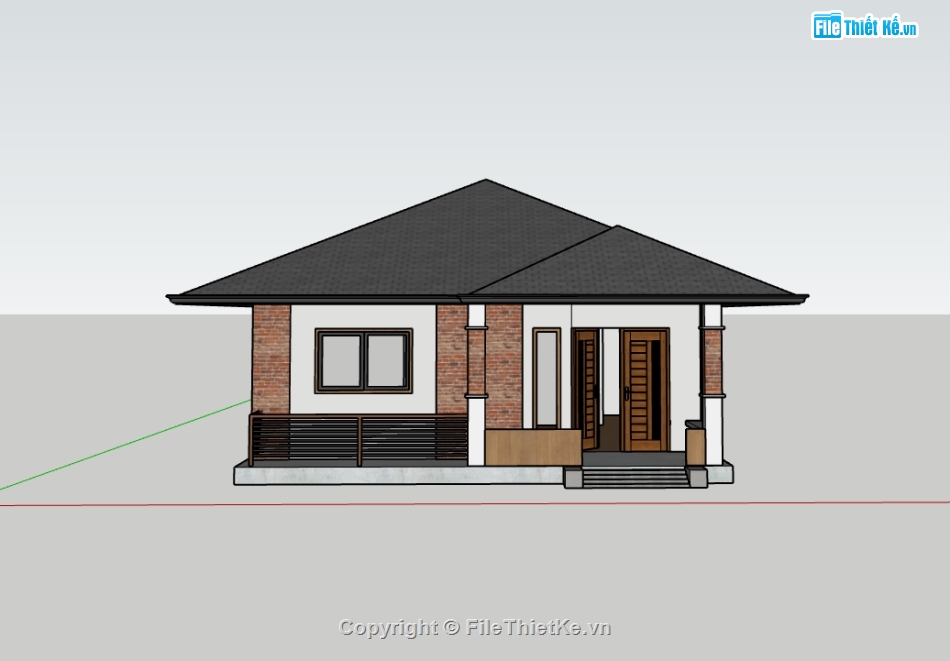 su nhà 1 tầng,sketchup nhà 1 tầng,nhà 1 tầng