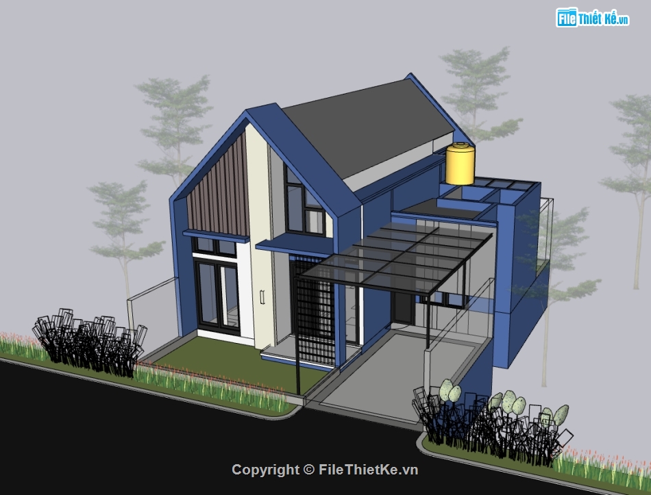 su nhà 1 tầng,sketchup nhà 1 tầng,nhà 1 tầng