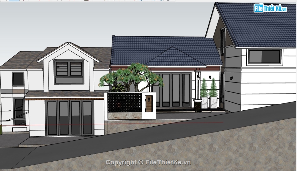 su nhà 1 tầng,model su nhà 1 tầng,sketchup nhà 1 tầng